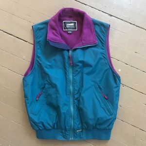 Vintage 90s teal and purple fleece lined vest